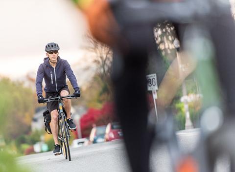 Man rides a bike to work