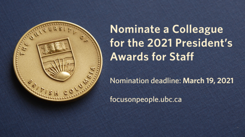 Nominate staff for the 2021 President's Awards
