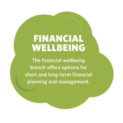Financial wellbeing section: the financial wellbeing branch offers options for short- and long-term financial planning and management.