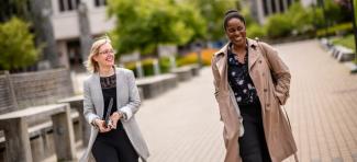 two women walking