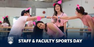 Four people being active in a dance studio