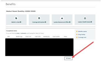 Sun Life member portal - All claims information