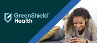 GreenShield Health banner: person using their phone