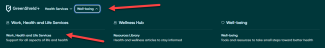GreenShield screenshot, top navigation showing Well-Being