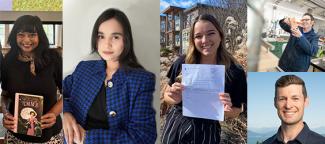 Collage of five Workplace Wellbeing Ambassadors: Sarika, Somaya, Rachel, Devin and Chris