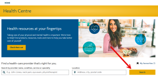 Sun Life Members portal showing the Health centre