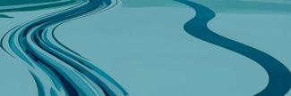 Abstract design featuring flowing, intertwining curved lines in various shades of blue, creating a sense of movement.
