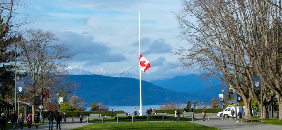 flag on main mall UBC campus