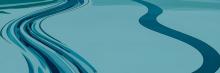 Abstract design featuring flowing, intertwining curved lines in various shades of blue, creating a sense of movement.